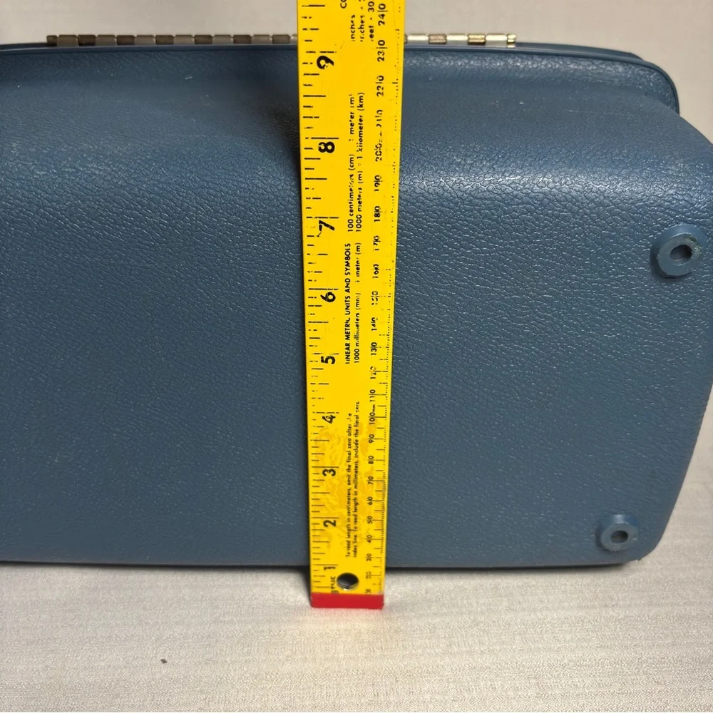 VTG BLUE Samsonite Silhouette Vanity Train Luggage Cosmetic Hard Case & tray EUC